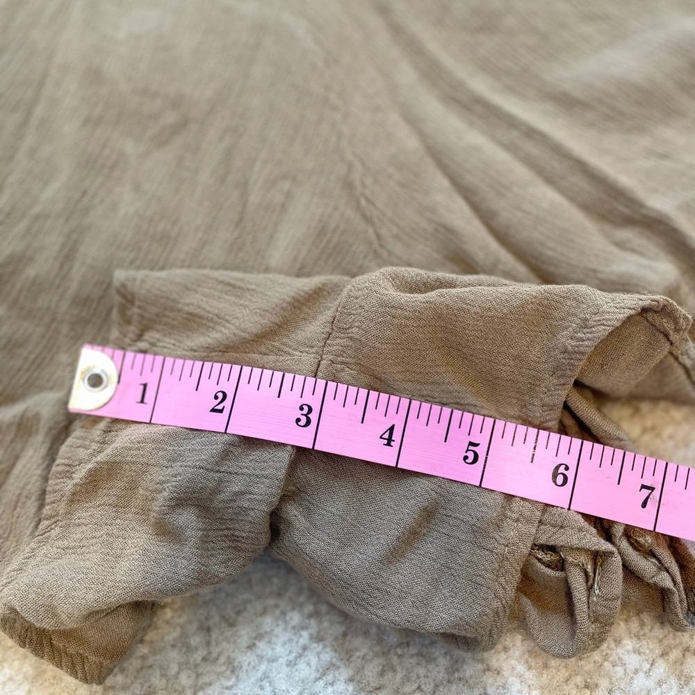 Khaki Tie Front Romper Boho Flutter Sleeve Festival Mini S - Picture 8 of 9